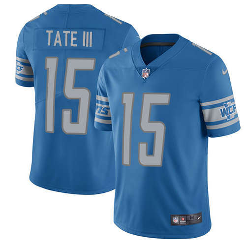 Nike Lions #15 Golden Tate III Blue Team Color Men's Stitched NFL Vapor Untouchable Limited Jersey